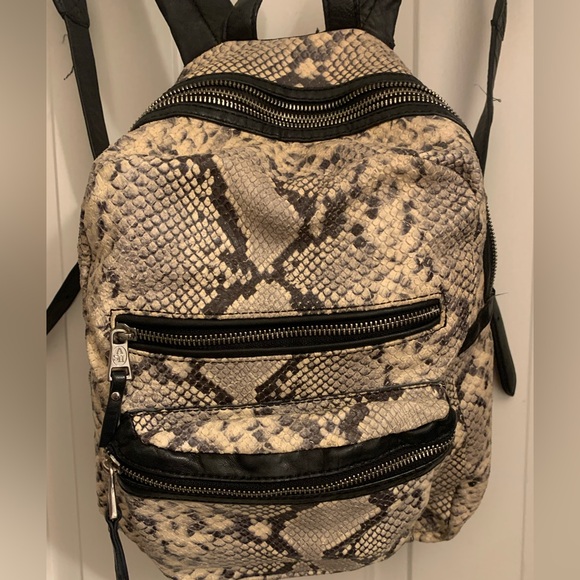 Ash Black and Cream Python Snake Print Backpack - Picture 4 of 12